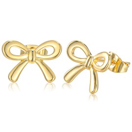 14K Gold Plated Bow Stud Earrings for Women Tiny Bow Earrings for Women Gold Minimalist Bow Stud Earrings for Women Trendy Dainty Cute Bow Earrings