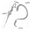 2Pcs Silver Snake Cuff Hook Needle Earrings Set for Women