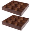 FUNSUEI 2 PCS Multi Compartment Wooden Tray, Divided Wooden Tray,