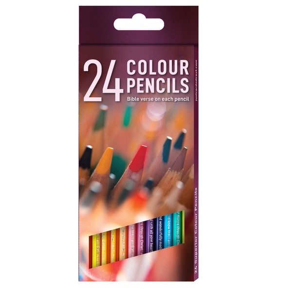 Pack of Christian colouring pencils, 24 colours, with 4 different