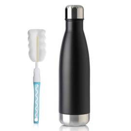MEWAY 17oz Sport Water Bottle Vacuum Insulated Stainless Steel Sport Water Bottle Leak-Proof Double Wall Cola Shape Water Bottle,Keep Drinks Hot & Cold (Black,1 Pack)