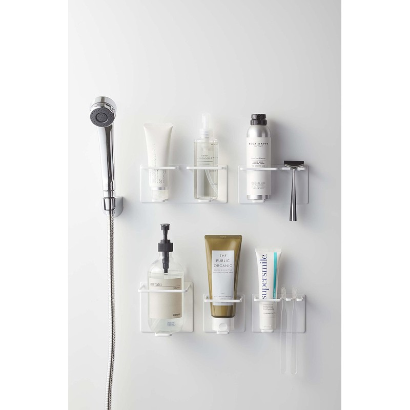 Yamazaki 5512 Magnetic Bathroom Shaving Cream & Shaver Holder, White,
