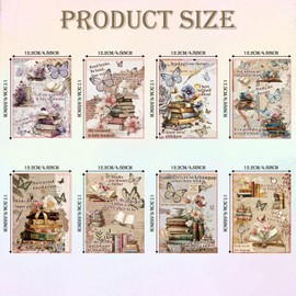 8Pcs Vintage Book Inserts Cardstock Paper for E-Reader Reading Theme E-Reader Back Cover Insert Decorating Accessories for Paper White 11th-12th