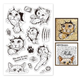 GLOBLELAND Crack and Cat Clear Stamps for Cards Making Cartoon Animal Clear Stamp Seals Transparent Stamps for DIY Scrapbooking Photo Album Journal Home Decoration