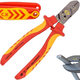 C.K RedLine 2025 Edition VDE CombiCutter 3 MAX, 180 mm German Electrical Wire Cable Side Cutter, Stripper, Bender, Screw Shear, Heavy Duty Electrician Croppers, Electricians Snips CK Tools T39083A 180
