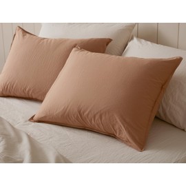 Coyuchi Organic Crinkled Percale Sham, Ginger (Standard)