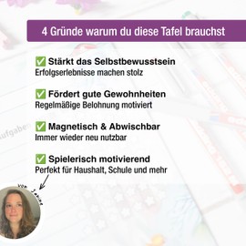 TOBJA Kids Magnetic Reward Board - Mermaid Design Routine Planner for 2 Kids with Daily & Weekly Task | Includes 4 Wipe Clean Pens | 30x30cm