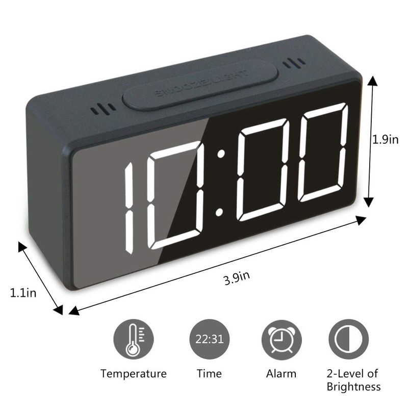 Small Mini Digital Alarm Clock for Travel with LED Time