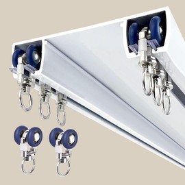 Silent Double Row Ceiling Curtain Track, Heavy-Duty Curtain Double Track Rail, Aluminum Drapes Rail for Bedroom, Living Room, Hospital (White,78.7in/200cm)