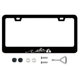 Cool License Plate Frames Ocean Wave Mountains Beach License Plate Frame with Screws Metal Funny License Plate Cover Holder 6.3 X 12.3 inch for Car Decoration for Women Men LICEPLAME