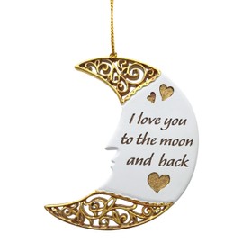 I Love You to The Moon and Back Filigree Christmas Ornament Heart Design Ideal Expression of Love Xmas Ornament Wedding Anniversary Valentine's Day