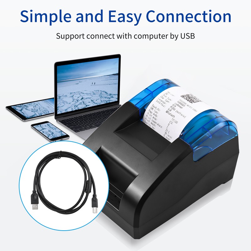 BISOFICE 58mm Thermal Receipt Printer Desktop USB&BT Wireless Connection Printer
