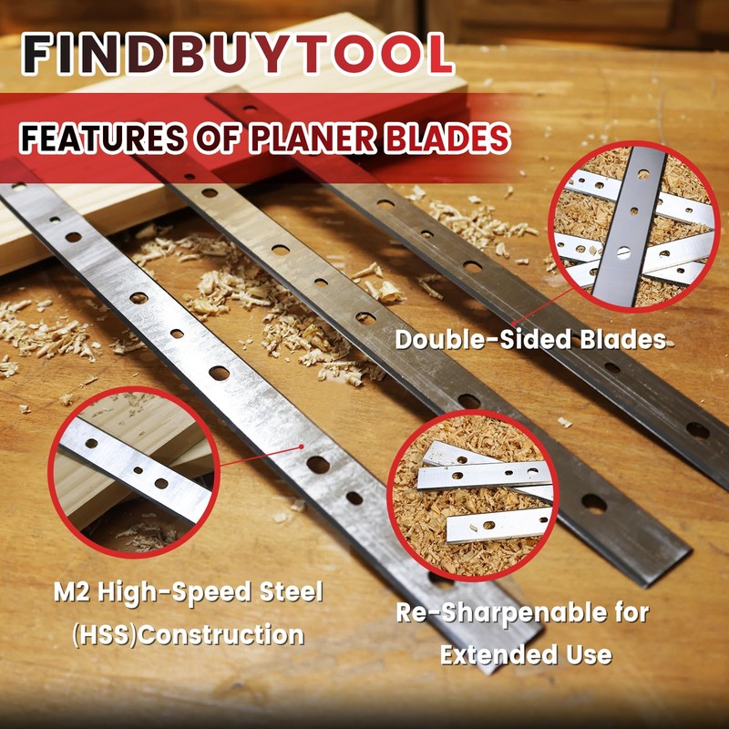 FINDBUYTOOL 13-inch Replacement Planer Blades for DeWalt DW735/DW735X/DW735-XE, 3-Pack, High-Carbon