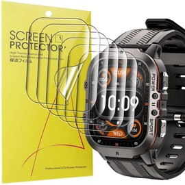 Compatible with LIGE C26 Smartwatch Screen Protector, Sahouden Full Coverage TPU Clear Film Compatible for LIGE C26/AVUMDA C26 Smartwatch/OUKITEL BT20 Smartwatch-1.96 Inches (TPU-6 Pack)