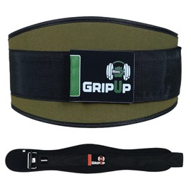 GripUp Powerlifting Belt Auto-Lock 6.5” Padded Back Support Ideal for Men & Women in Gym Fitness Bodybuilding Powerlifting Weightlifting Deadlifts & Squats Professional Exercise Equipment (Green, XS)