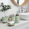 RQYIXI Elegant Bathroom Accessories Set 4 PCS Ceramic and Wood