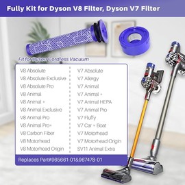 Fanulter Kit de repuesto de filtro de aspiradora para filtro Dyson V8, filtro Dyson V7, V8 Animal, V8 Absolute  SV10 Aspiradoras inalmbricas, 3...    