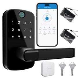 Keyless Entry Door Lock with Gateway: Smart Door Lock with Fingerprint - Keypad Door Lock with App Control - Digital Door Lock for Front Door - Smart Lock for Garage, Home, Office and Rental