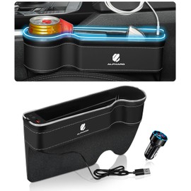 【2025 Edition·Large Capacity Design】Murikaze Auto Alphard Car Lighted Side Storage Box Seat Side Pocket Drink Holder Alphard 20 Series 30 Series 40 Series Cup Holder w/ USB Port for Phone Charging