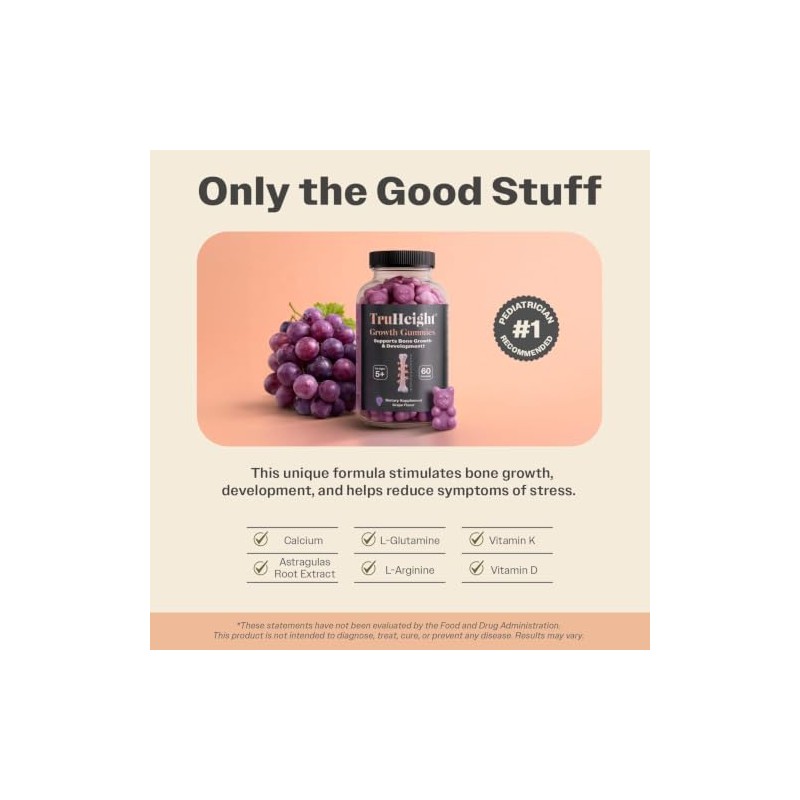 TruHeight Growth Gummies for Natural Growth | Ages 5+ Grape,