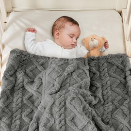 Yurhap Sherpa Fleece Baby Blanket, Ultra Soft Fluffy Premium Baby Blankets for Boys Girls, Cozy Infant Toddler Newborn Receiving Blankets for Crib Stroller 3040 (Grey)