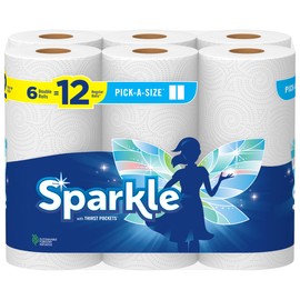 Sparkle Pick-A-Size Paper Towels, 6 Double Rolls (660 Sheets Total) - Strong 2-Ply Towels for Kitchen Cleanup and Everyday Messes