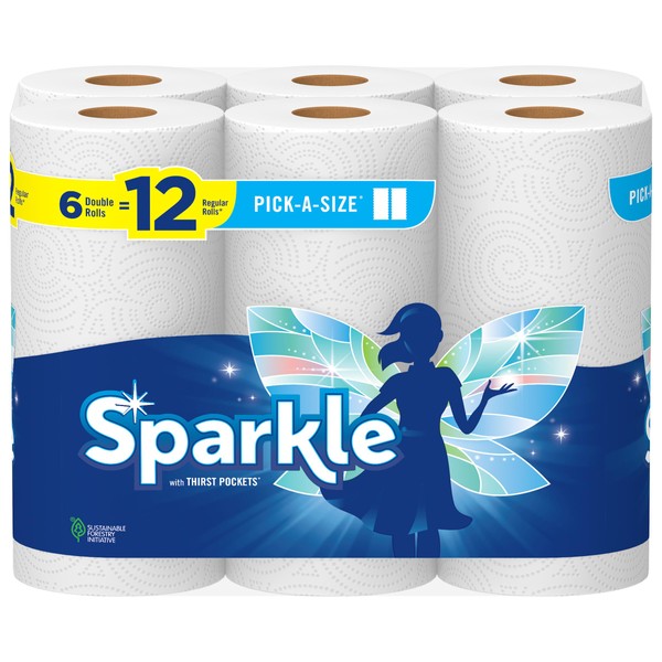 Sparkle Pick-A-Size Paper Towels, 6 Double Rolls (660 Sheets Total)