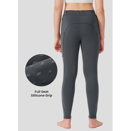 Willit Girls Fleece Horse Riding Pants Equestrian Breeches Kids Winter Riding Tights Thermal Schooling Tights Deep Gray M