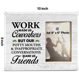 Yuzi-n Coworker Gifts for Women Men, Coworker Appreciation Gifts, College Friendship Gift, Work Made Us Coworkers Wood Picture Frame for 4x6 Inches Photo