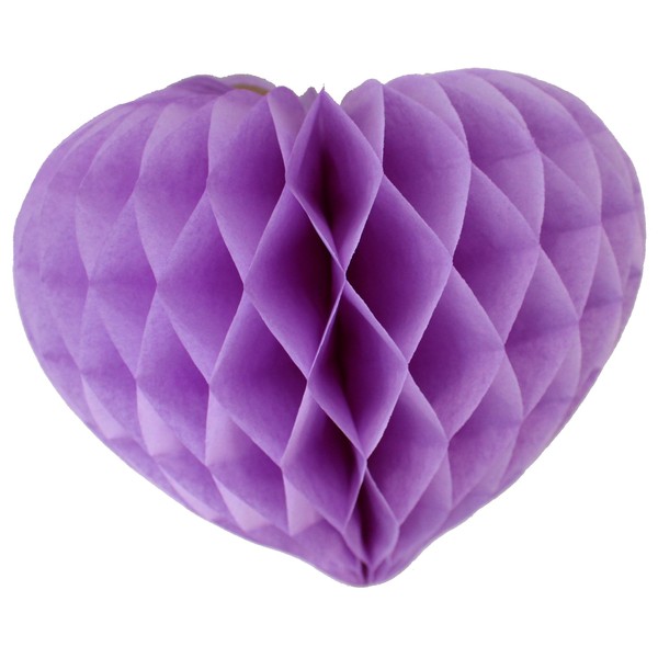 6-Pack Hanging Honeycomb Heart Decorations, 12 Inch, Lavender