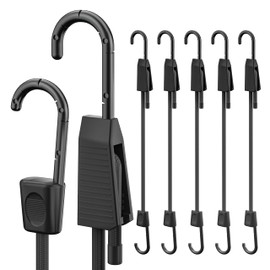Adjustable Bungee Cords with Hooks, 36inch Heavy Duty Outdoor Elastic Bungee Straps Easy to Adjust, UV Resistance Black Bungee Rope for Securing Tarps, Luggage, Tents, Cargo, Bike, etc 6Pcs