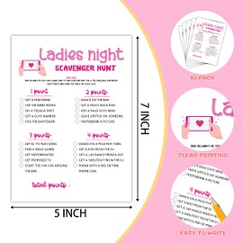 Girls Night Party Game - Ladies Night Party Games - Scavenger Hunt Game Pack - Fun Girls Night In/Girls Night On - Bridal Shower or Bachelorette Party Game - Games for Adults - 30 Game Cards