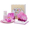 Pink Unicorn Theme Party Pack - Disposable Paper Plates, Cups,