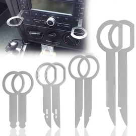 HJIAMA Set of 8 Car Radio Removal Tool, Car Radio Release Tool, Silver, 4 Styles, Radio Disassembly Kit, Suitable for Disassembling Car Air Conditioners, Dashboard