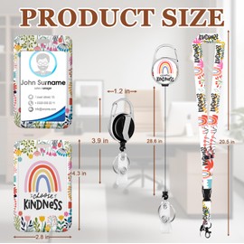 Kindness Floral Badge Holder Reel Lanyard ID Card Badge Holder Retractable Name Tag Clips for Doctors/Nurses/Teachers/Office Workers