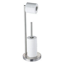 Marmolux Acc Brushed Nickel Toilet Paper Holder Stand with Storage - Free Standing Toilet Paper Holder Dispenser with Reserve - SUS304 Stainless in Brushed Steel - Toilet Paper Stand Brushed Nickel