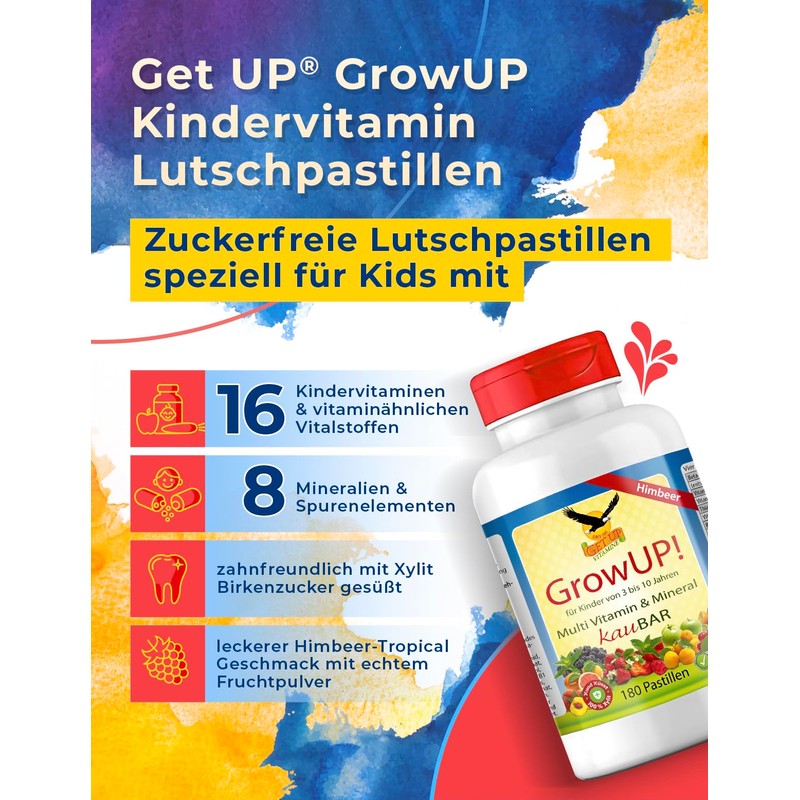 Get UP 180 Children's Vitamin Lozenges, Sugar-Free, 24 Vitamins, Minerals