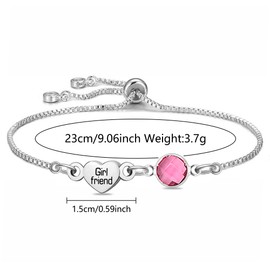 Girlfriend Gifts for Valentines for Women Silver Link Bracelet Heart Charm Jewelry for Women Birthday Christmas Wedding Gifts (Girlfriend)