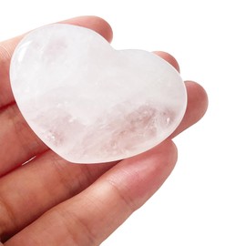 45 mm Clear Quartz Crystals Heart Stones Healing Crystals Gift Natural Reiki Polished Love Gemstone Palm Worry Stone Heart Shaped Rocks Meditation