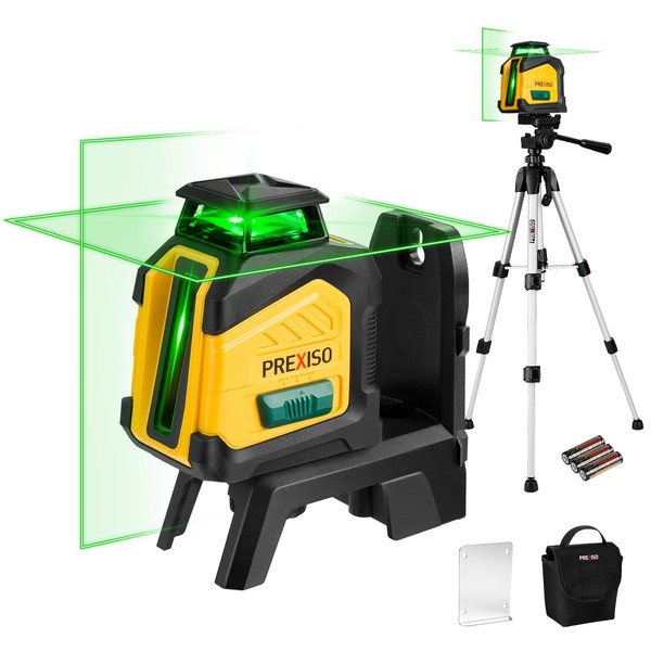 PREXISO 360° Laser Level with Tripod, 100Ft Dual Power Self