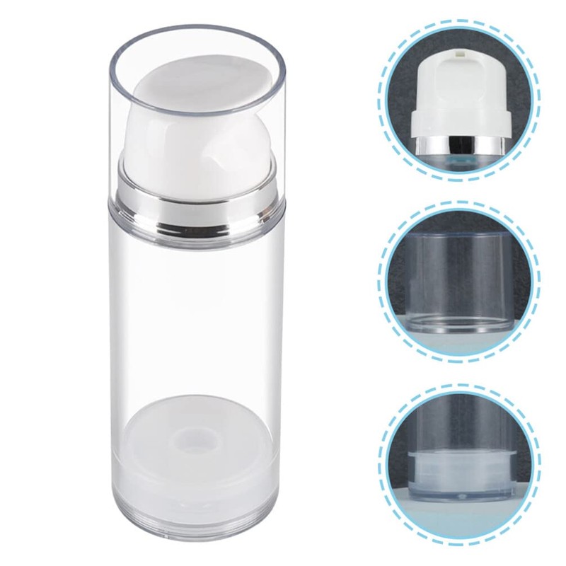 FRCOLOR 2pcs Empty Airless Pump Bottle Refillable Plastic Vacuum Pump