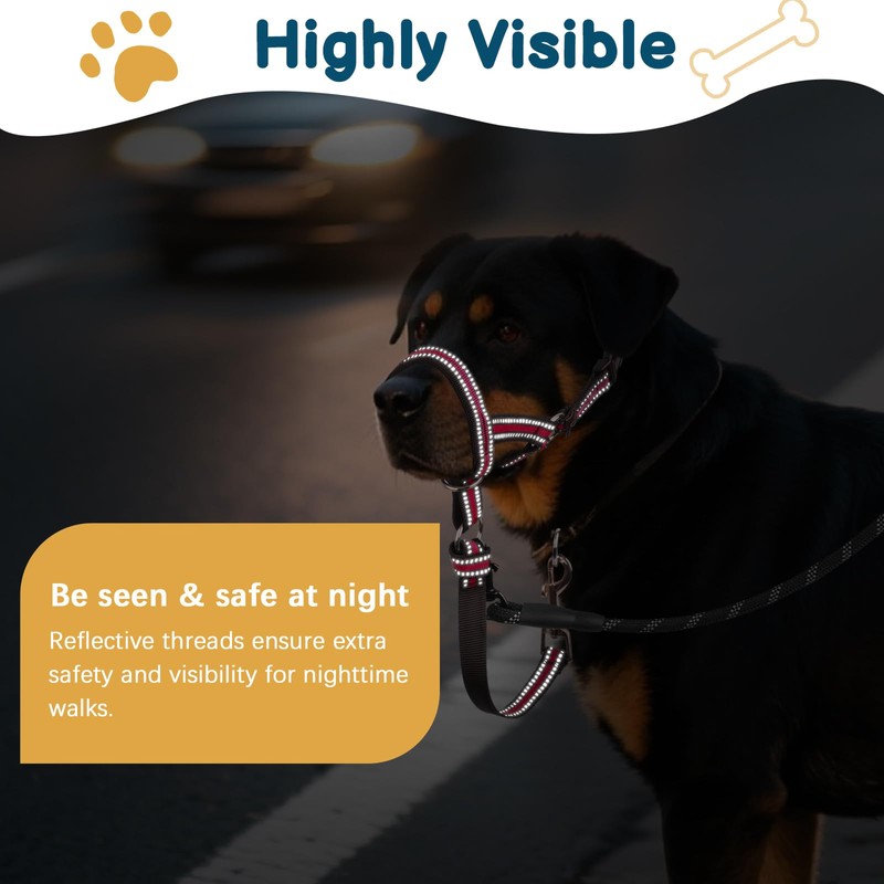 BARKLESS Muzzle Leash for Heavy Pullers, No Pull Stylish Head