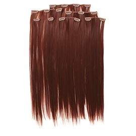 Prettyland static-free 20 inch 7 piece Clip-In Set Straight long Extensions Hairpiece mahogany-brown R06
