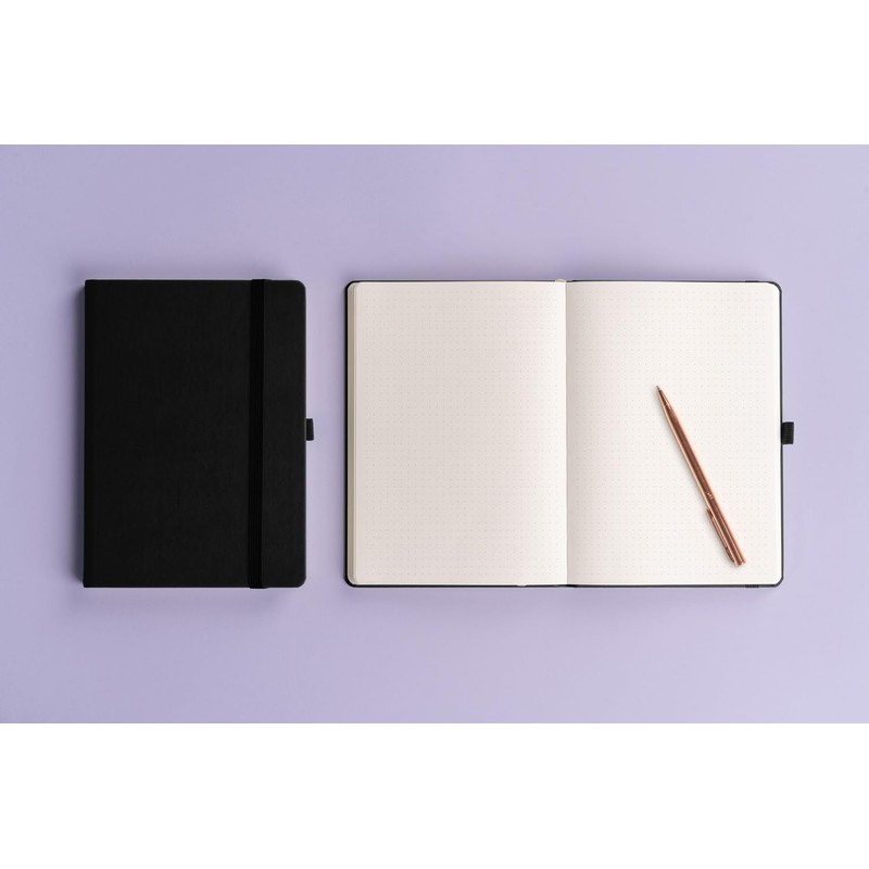 NOTIQUE Dotted Hardback Notebook, Notebook, Journal, Diary with Elastic Band