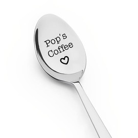 Pop Gifts for Grandpa Dad Fathers Day Birthday Gifts for Daddy Grandfather Coffee Spoon for Papa Christmas X-mas Gifts for Pop Grandad Gift from Granddaughter Grandson