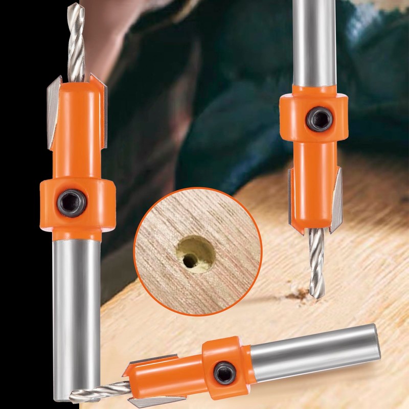 HPMAISON 17Pcs Countersink Drill Bit, Includes 5 Quick Change 8mm