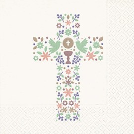 20 Napkins Religious Cross / Communion / Confirmation / Christening 33 x 33 cm