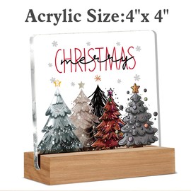 Christmas Gifts for Coworkers, Friends, Christmas Tree Merry Christmas Sign, Funny Christmas Gifts, Christmas Gift Ideas, Christmas Desk Decor 4 x 4 Inches