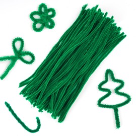 Tikplus 100pcs Green Pipe Cleaners for Craft, 30cm x 5mm Long Flexible Pipecleaners Craft Supplies for Kids DIY School Projects