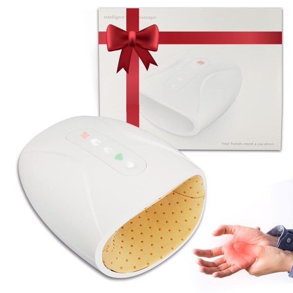 WOOLALA Electric Hands Massager with Therapy Heat, Palm Finger 3D Air Compression Massage for Carpal Tunnel, Stiff Joints, Stress Relief with 6 Modes/ Touch Buttons